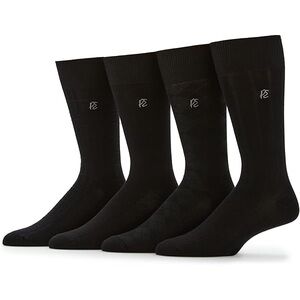 PERRY ELLIS 4 Pack MEN’S LUXURY SUPERIOR SOFT BLACK CASUAL TROUSER SOCKS 7 - 12